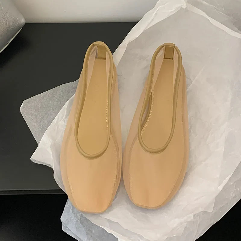 Light Women Ballet Flats - Shallow Slip On Mesh