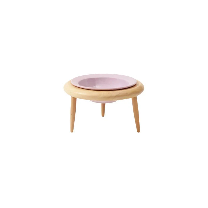 Cat Ceramic Bowl Kit Height Flexible Elevated Wooden Stand Double Food Water Bowls Fall 2025 Mess Free Feeding