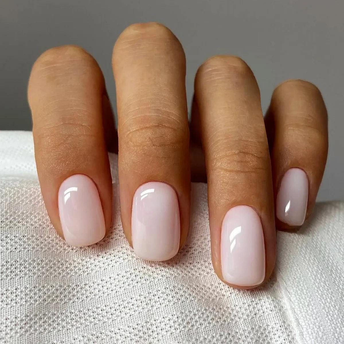 Press On Nails Short Square White Minimalist False Nail Tips Kit Spring 2026 Reusable