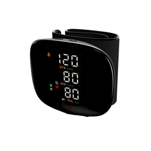 Digital Automatic Wrist Blood Pressure Monitor with Heart Rate Tracking and Smart Touch LCD Screen