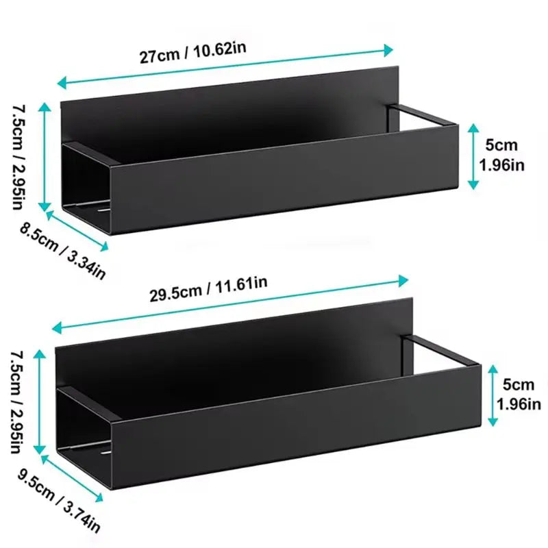 Magnetic Spice Storage Rack - Household Organizers for Refrigerator, Black Iron Kitchen Shelf