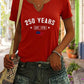 V-neck, short sleeve, patriotic EST.1776 USA print, casual top – Breathable women's t-shirt