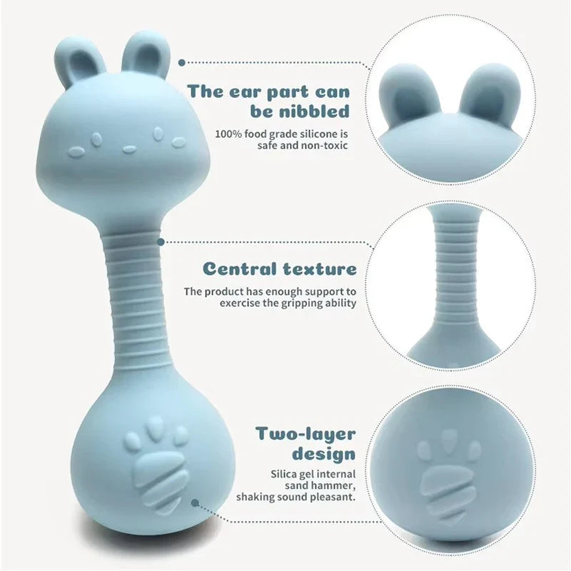 Rabbit Silicone Teether Rattle Newborn Sensory Toys