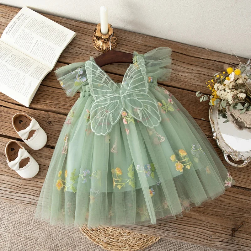 classic knee-length floral mesh overlay, mesh, for wedding – Light girls' dress