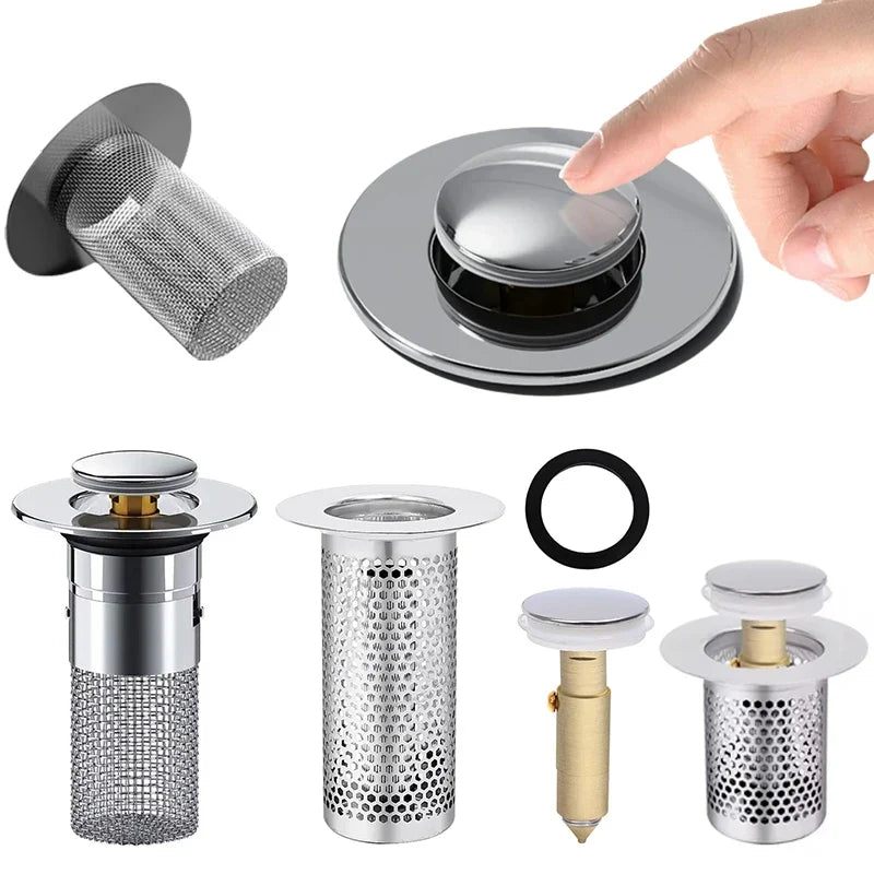 Pop-Up Drain Stopper Basin Hair Catcher Stainless Steel Filter Anti-Odor Fall 2026 Household Upgrade