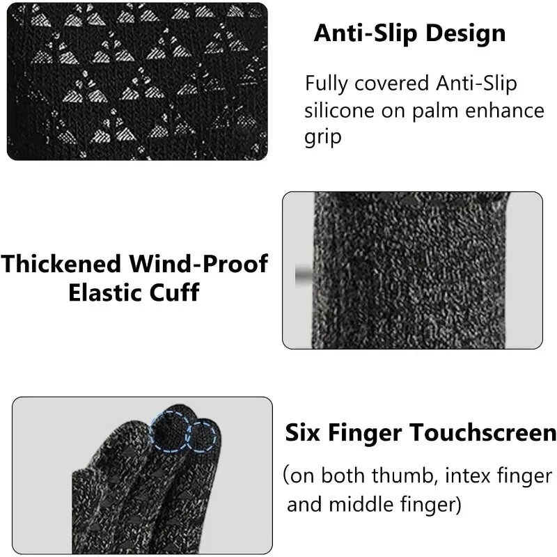 Gloves Winter Thermal Knit Touchscreen Outdoor Running Cycling Driving 2026 Winter Essentials Gift