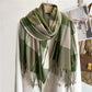Oversized Women’s Check Scarf - Plush Wool, Fringed Winter