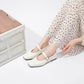 Women Supportive Mary Jane Flats - Square Toe, Leather