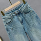 Loose Fit Casual Pants for Women in Blue, Breathable Cotton Polyester, Everyday Comfort Trousers-4
