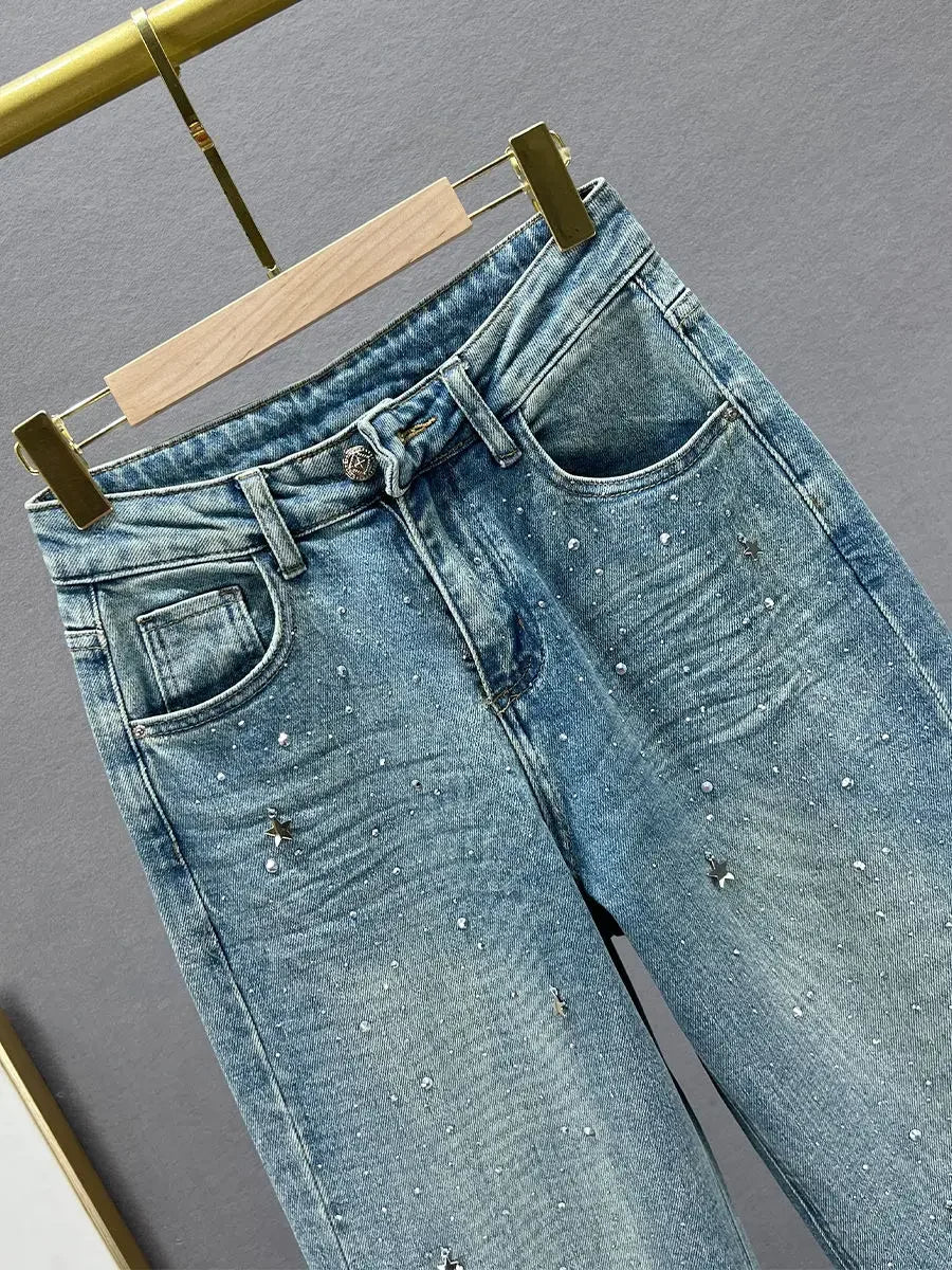 Loose Fit Casual Pants for Women in Blue, Breathable Cotton Polyester, Everyday Comfort Trousers-4