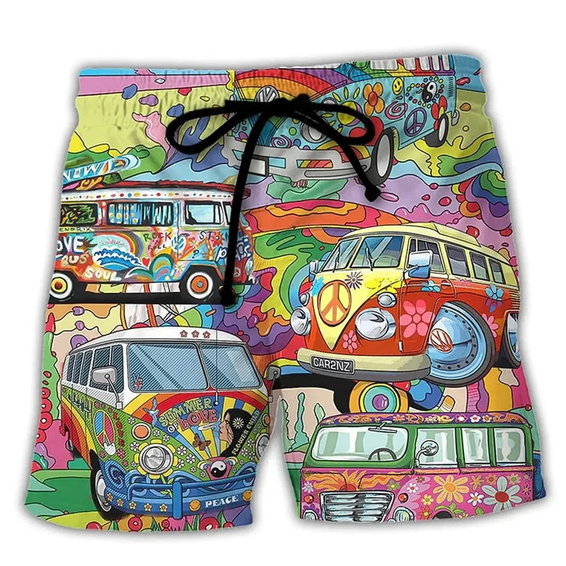 Variant image for Trendy Swim Shorts for Men with Graffiti Print, Lightweight Quick-Drying Fabric, Adjustable Fit, Perfect for Summer Activities-33