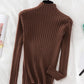 Flattering Stretchy Women Ribbed Sweater - Mock Neck, Knit