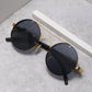 Punk Retro Round Sunglasses for Men & Women - Fashionable Double Bridge Design for Travel and Shopping