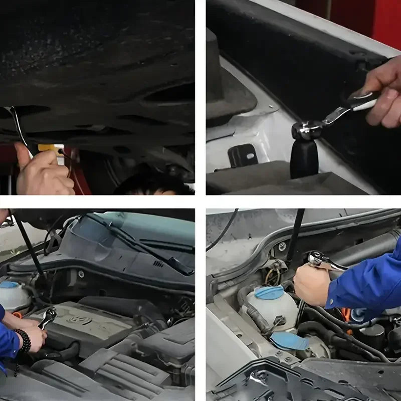 Metric Socket Wrench Kit - Household Tools Car Mechanic Kit with Ratchet and Adapters