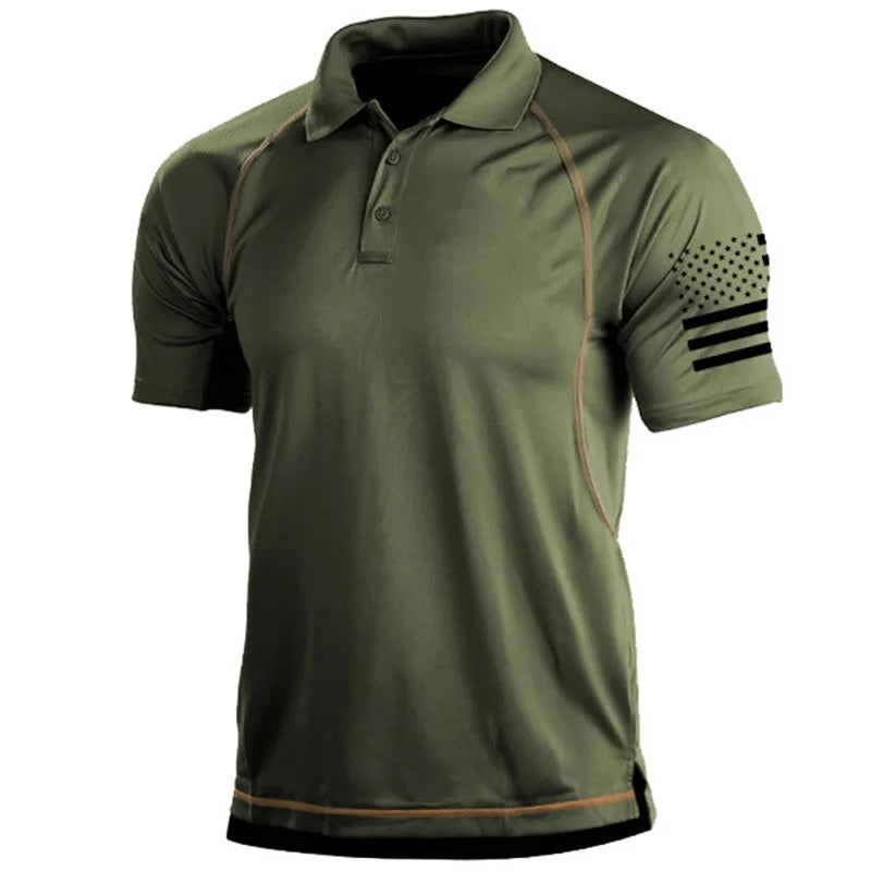 Hiking Summer T-Shirts Men Casual Loose Lapel Short-Sleeved Breathable Sports Tees