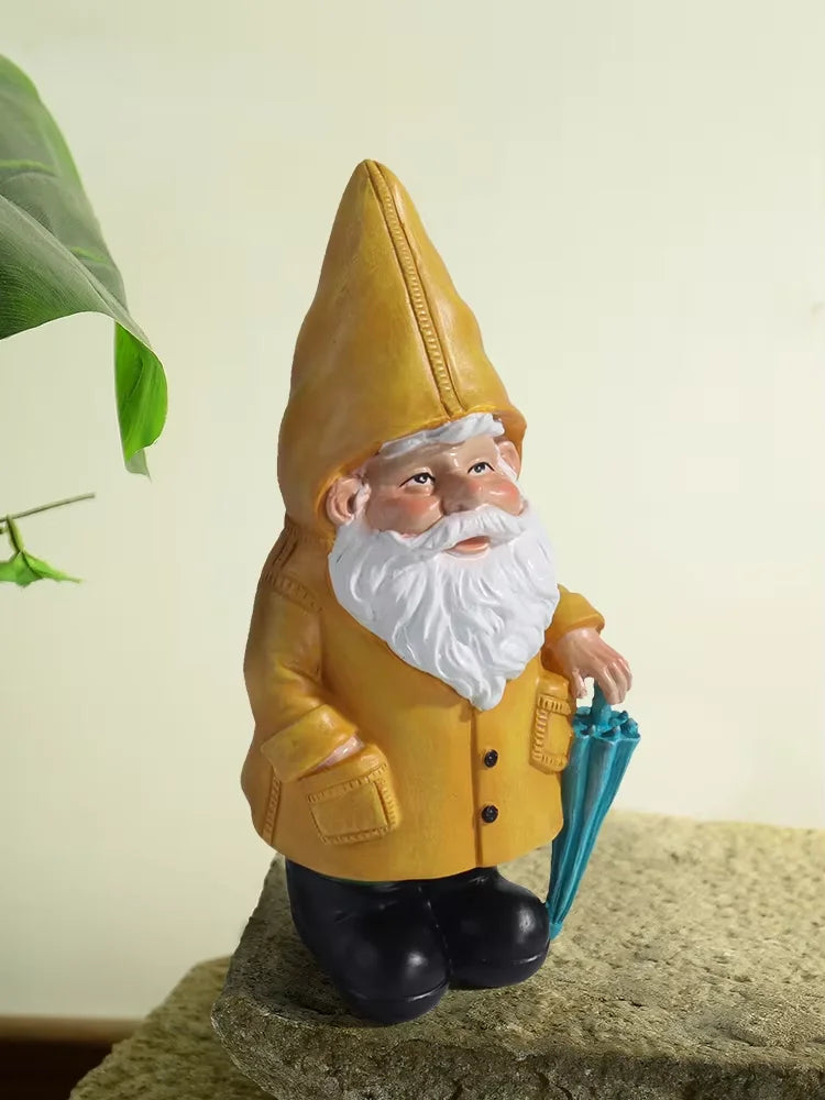 Garden2026 Edition Gnome Statue With Yellow Umbrella Outdoor Lawn Decor Resin Weatherproof Yard Ornament Fall