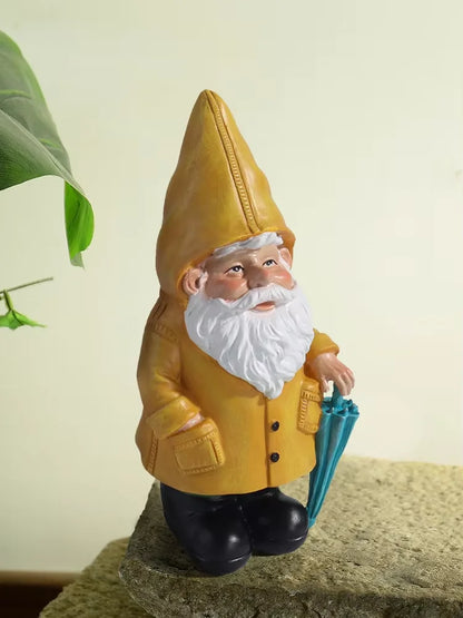 Garden2026 Edition Gnome Statue With Yellow Umbrella Outdoor Lawn Decor Resin Weatherproof Yard Ornament Fall