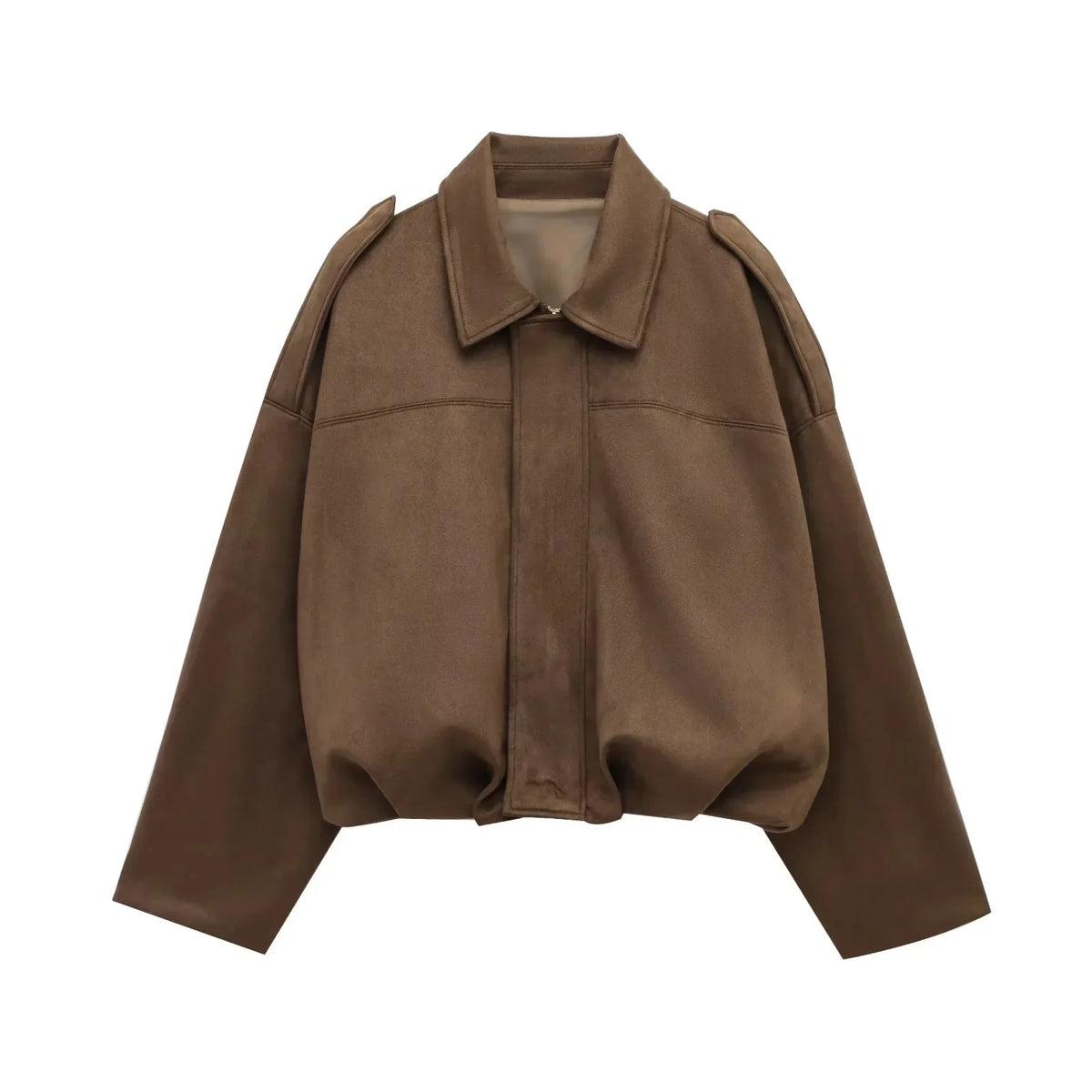 Women’s Oversized Bomber Jacket - Boxy, Velvet, Autumn