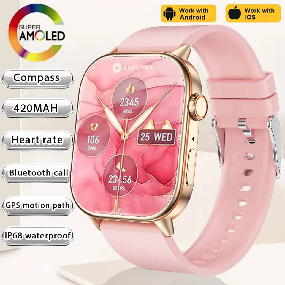 Smartwatch2025 Edition GPS 2.01 Inch AMOLED Display IP68 Water-Resistant Fitness Tracker for Active Living Fall