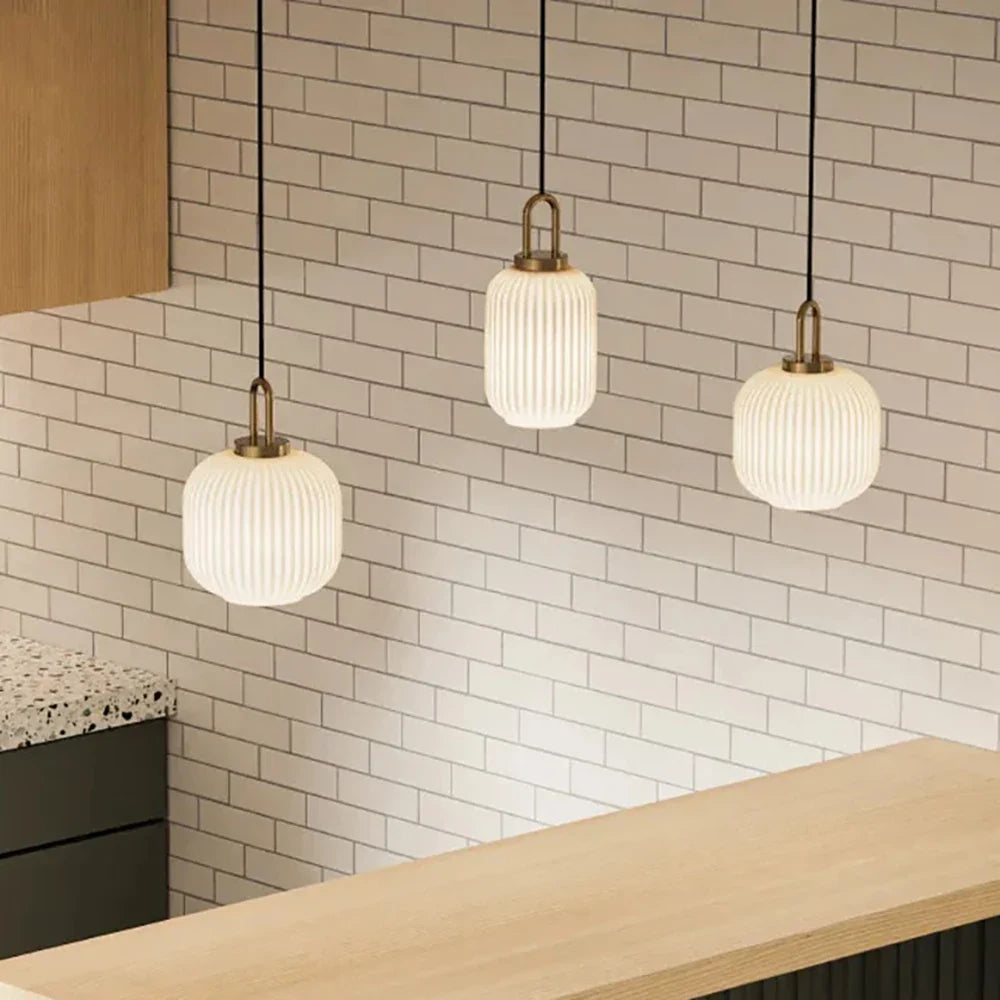 Japandi Glass Pendant Light Japanese Scandinavian Hanging Lamp Warm