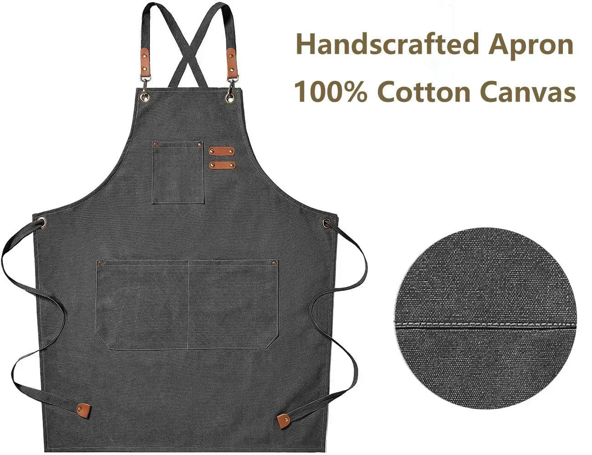 Canvas Apron Flexible Crossback Work Apron For Kitchen Chef Restaurant Cafe Fall 2025 Sturdy Pockets