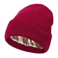 Winter Knit Beanies Womens Satin Lined Beanie Cap - Thick Chunky Plush Skull Hat for Winter