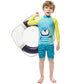 Fast-dry unisex kids' swimsuit set - long-sleeve top and shorts, polyester, for summer swimming