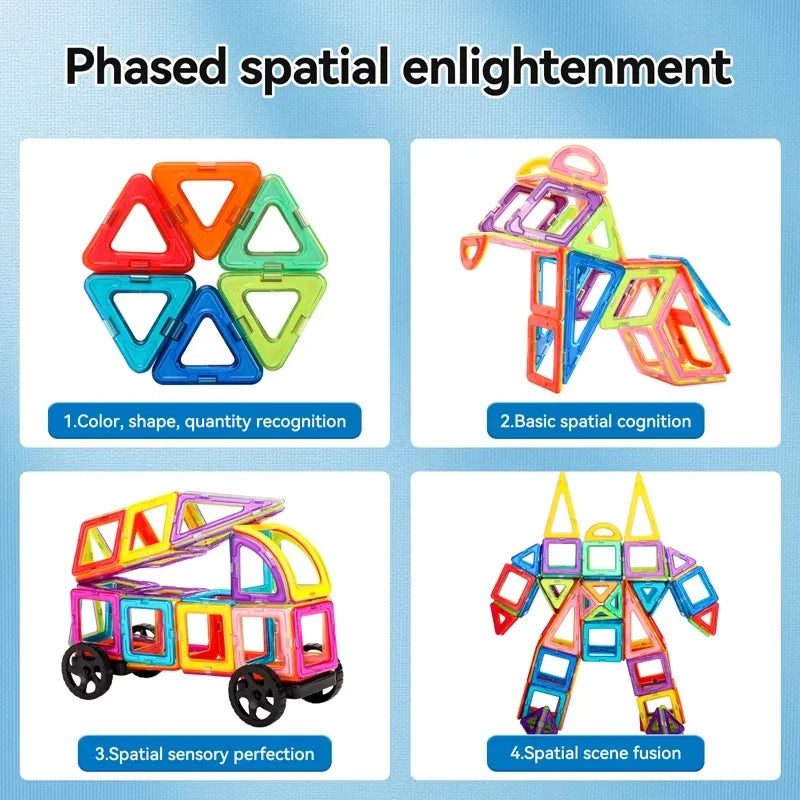 Magnetic Building Blocks Kit for Kids, 30-168PCS Educational Magnetic Tiles for Creative Learning and Imaginative Play