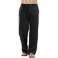 Color Solid Multi-Pocket Linen Men Pants - Casual Breathable Summer Trouser, Large Size