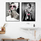 Bathroom Bar Decor Hepburn Canvas Art - Girl Drinking Smoking Wall Picture Bling Design