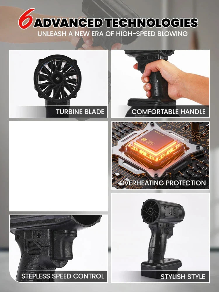 High Power Air Gun 40/50mm, Fast Car Dryer, Dust & Debris Cleaner – Cordless Turbo Jet Blower for Car Drying