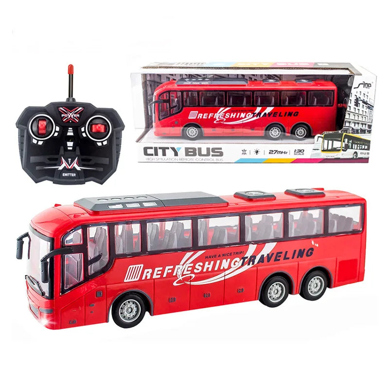 Remote Control Motor-Driven Tour Bus - Scale RC Vehicle with Lights for Kids, School & City Fun