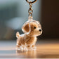 Hair Dog Keepsake Keychain Pendant Clear Resin Charm