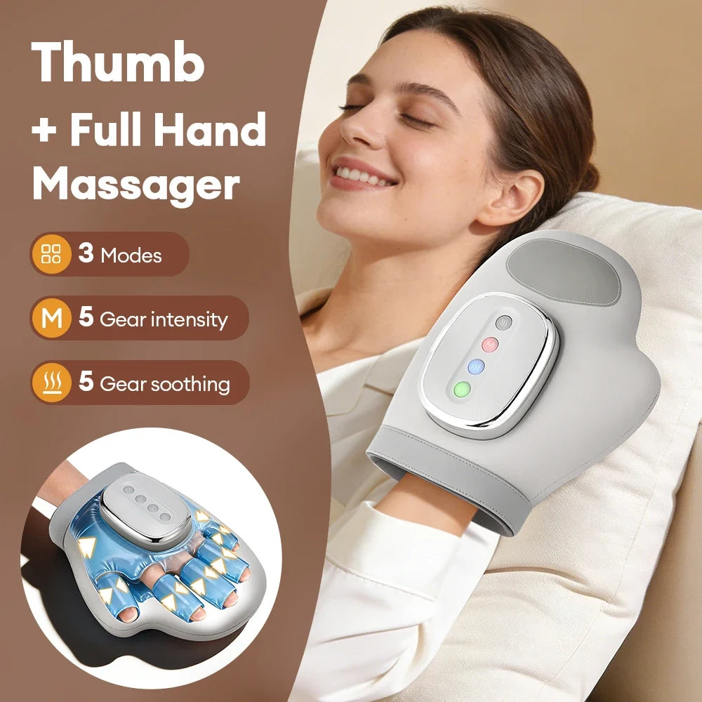 Finger Airbag Compress Thumb Acupoint Palm Kneading Glove 2026 – Motor-Driven Air Pressure Hand Massager