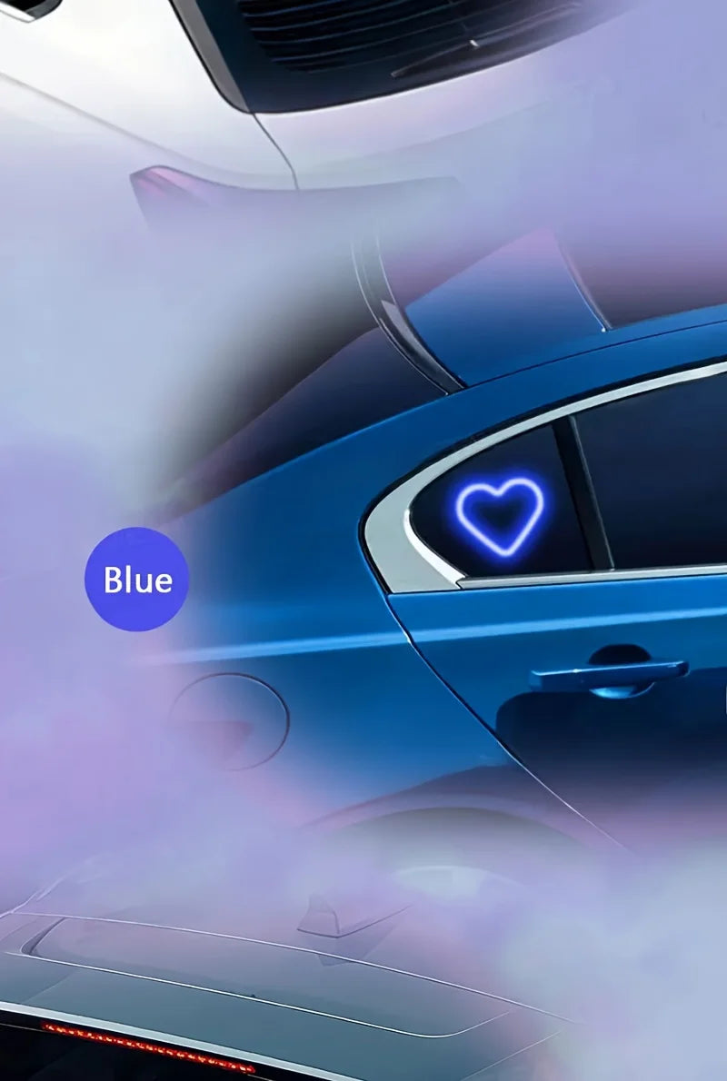 Window Car Neon Light Heart Shaped LED Interior Lamp TikTok Viral Fall 2026 Solar Powered Wiring Free