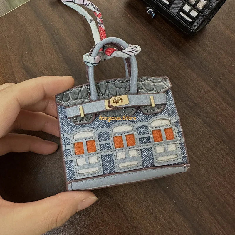 Inspired Birkin Mini Hand Bag - Platinum Bag Charm