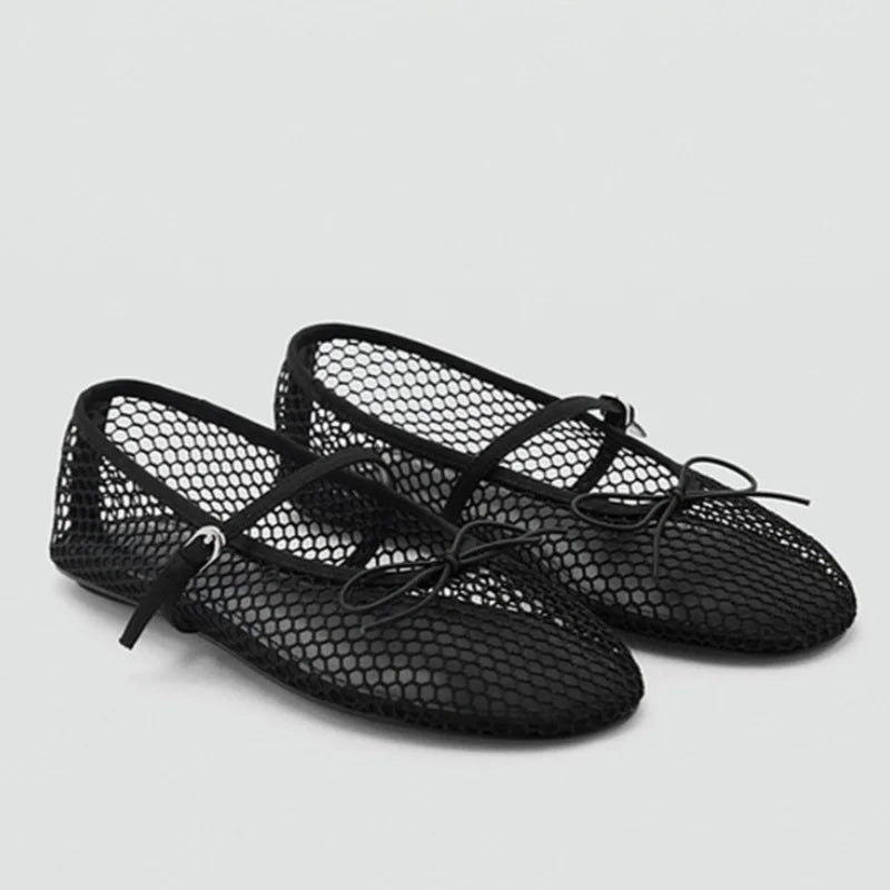 Women’s Breathable Ballet Flats - Mary Jane, Mesh, Summer