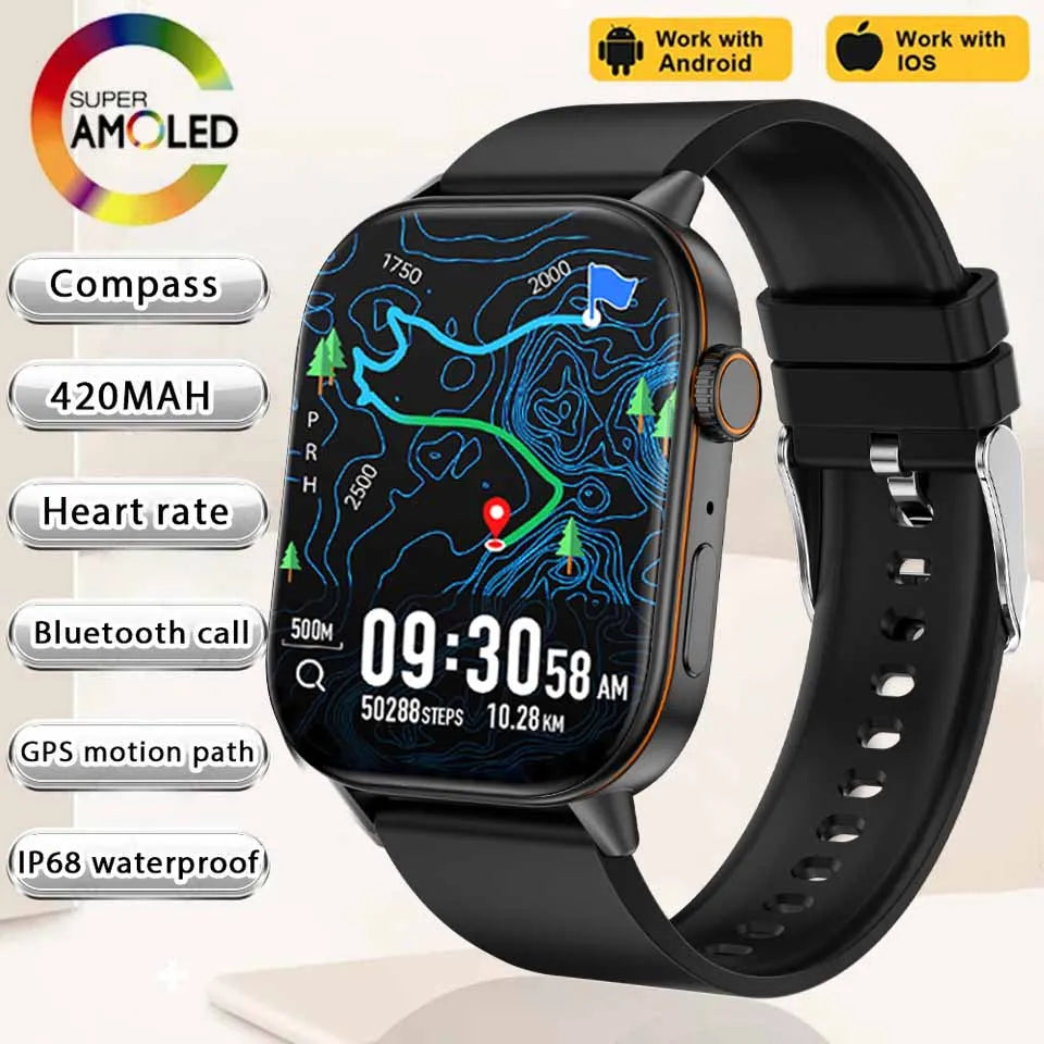 Smartwatch2025 Edition GPS 2.01 Inch AMOLED Display IP68 Water-Resistant Fitness Tracker for Active Living Fall