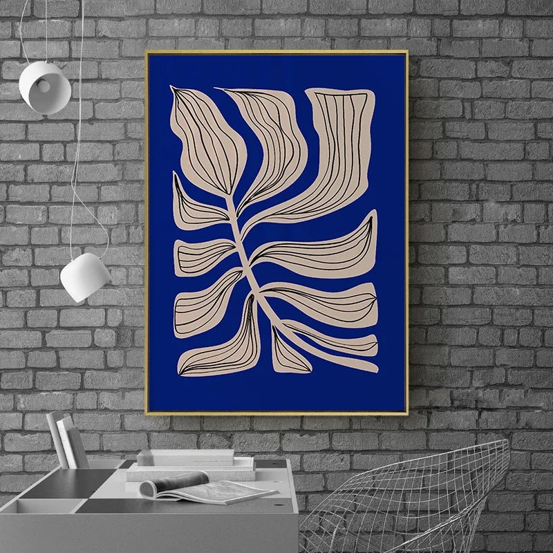 Klein Blue Abstract Canvas Wall Art Vertical Contemporary Print