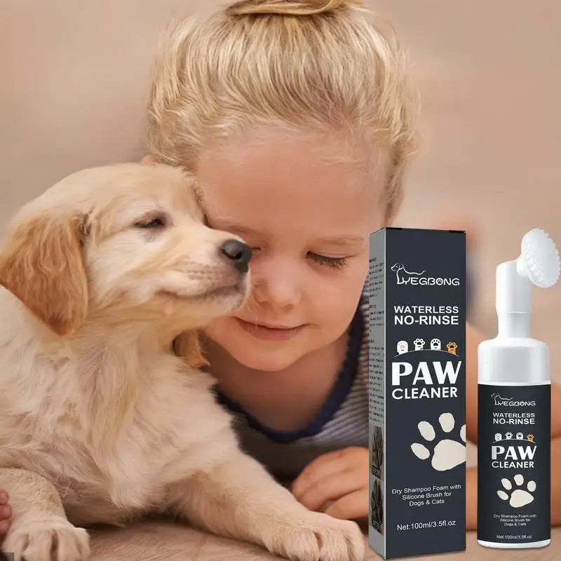 Rinse-Free Pet Foot Cleaner Foam with Silicone Brush - Gentle Paw Maintenance for Dogs & Cats