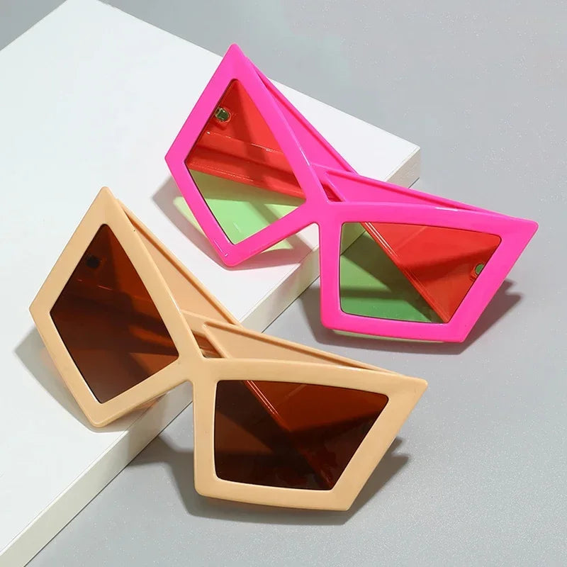 Cat Oversized Eye Sunglasses Women Red UV400 Shades Retro Gradient Fashion