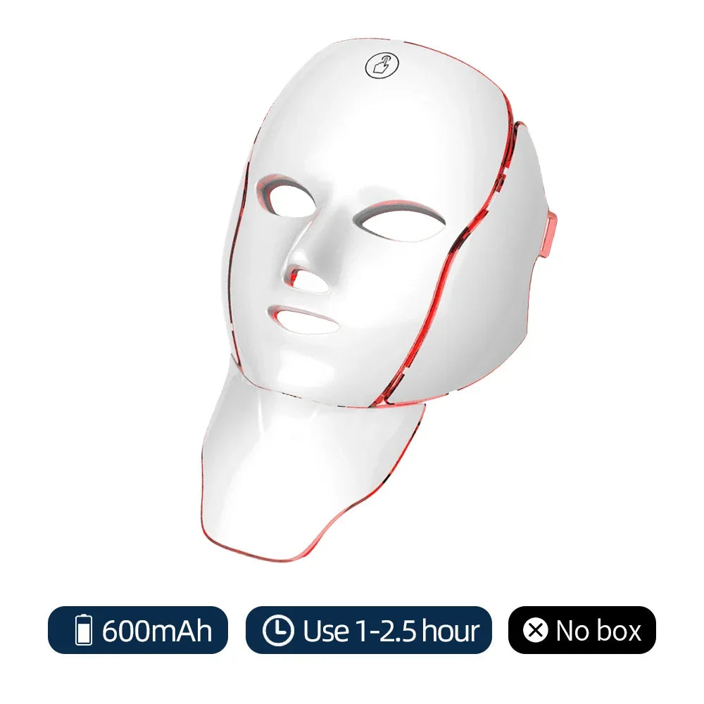 LED Face Mask 7-Color Cordless Photon Therapy Facial Neck Mask Winter 2025 Anti Aging Skin Tightening