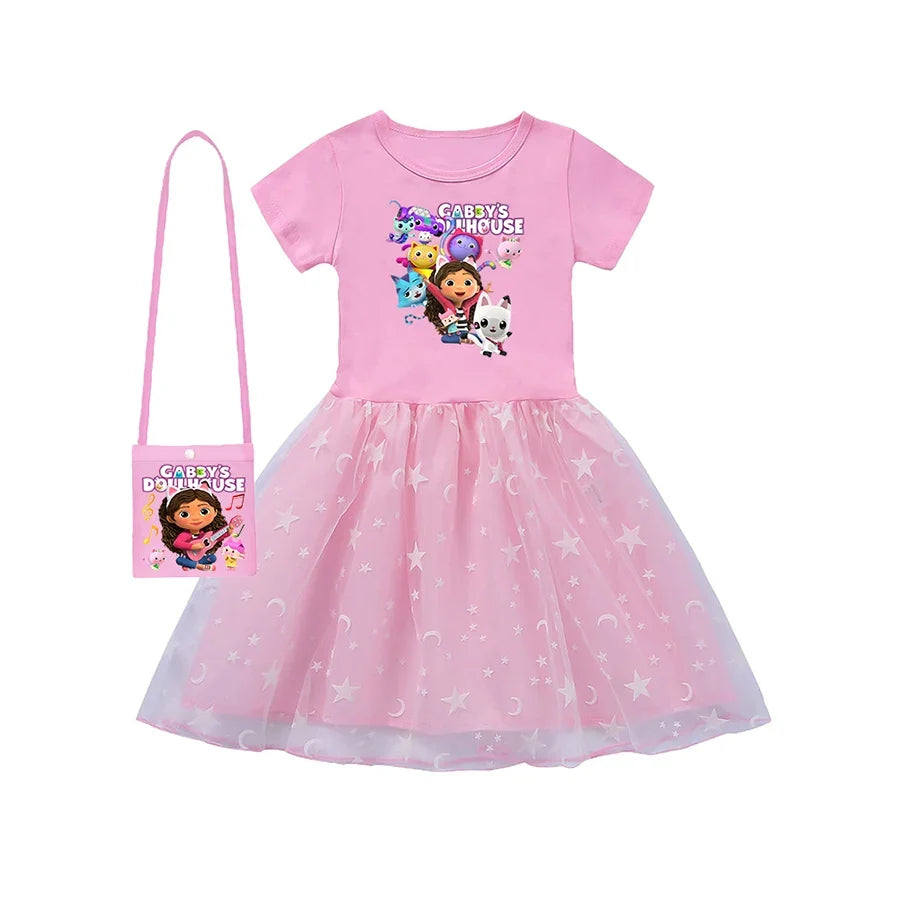 Princess-Style, Flowy, Mid-Calf Length, Cotton, For Party Wear – Light Girls’ Dress