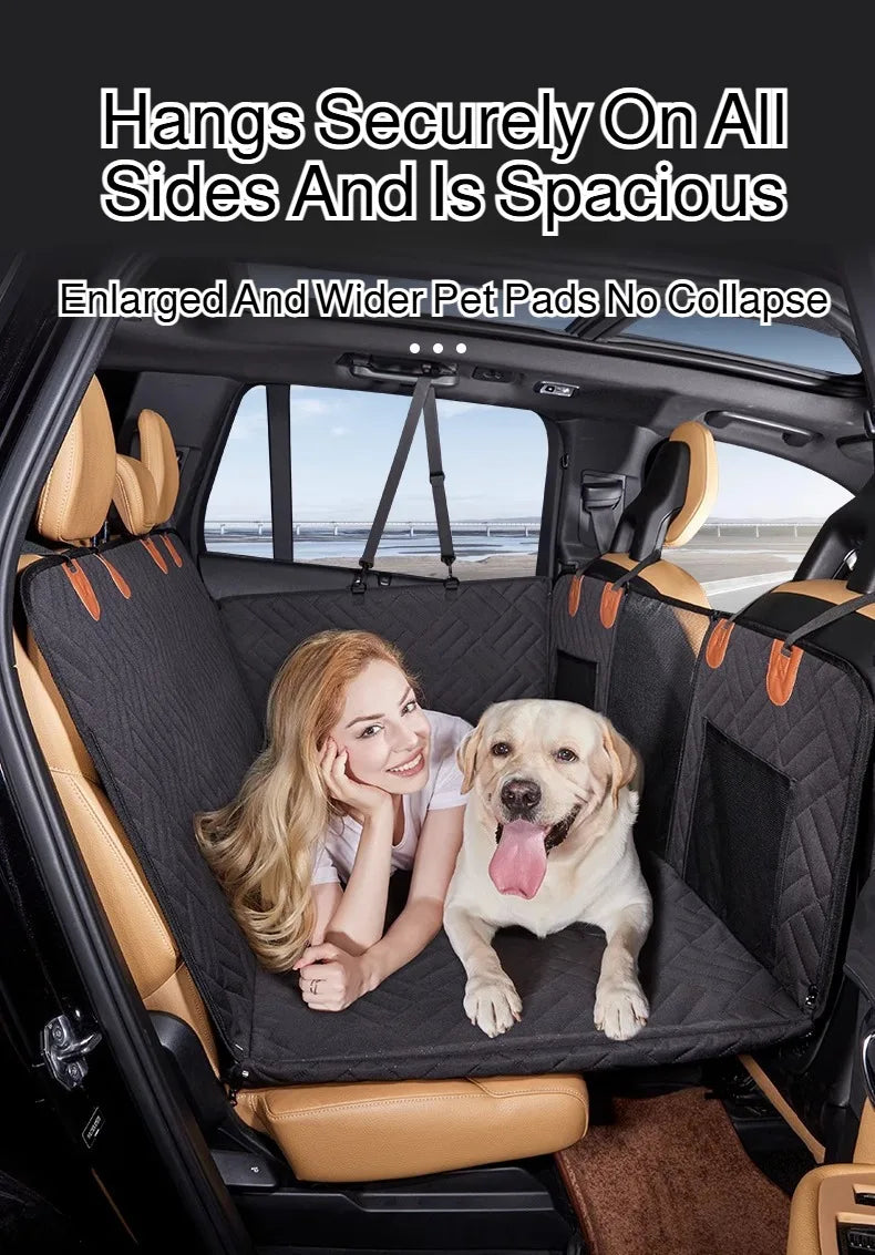 Water-Resistant Pet Car Seat Cover - Anti-Slip Scratch-Proof Hammock Back Seat Protector for Dogs