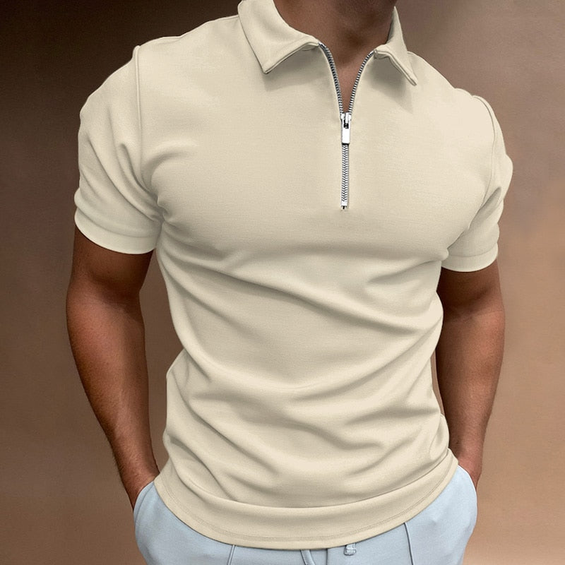 Variant image for Classic Fit Zipped Mens Polo Shirt in Multiple Colors - Stylish, Comfortable, Breathable Polyester-31