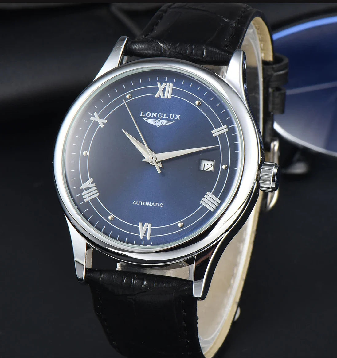 Automatic Watch Leather Strap Mechanical Date Water-Resistant