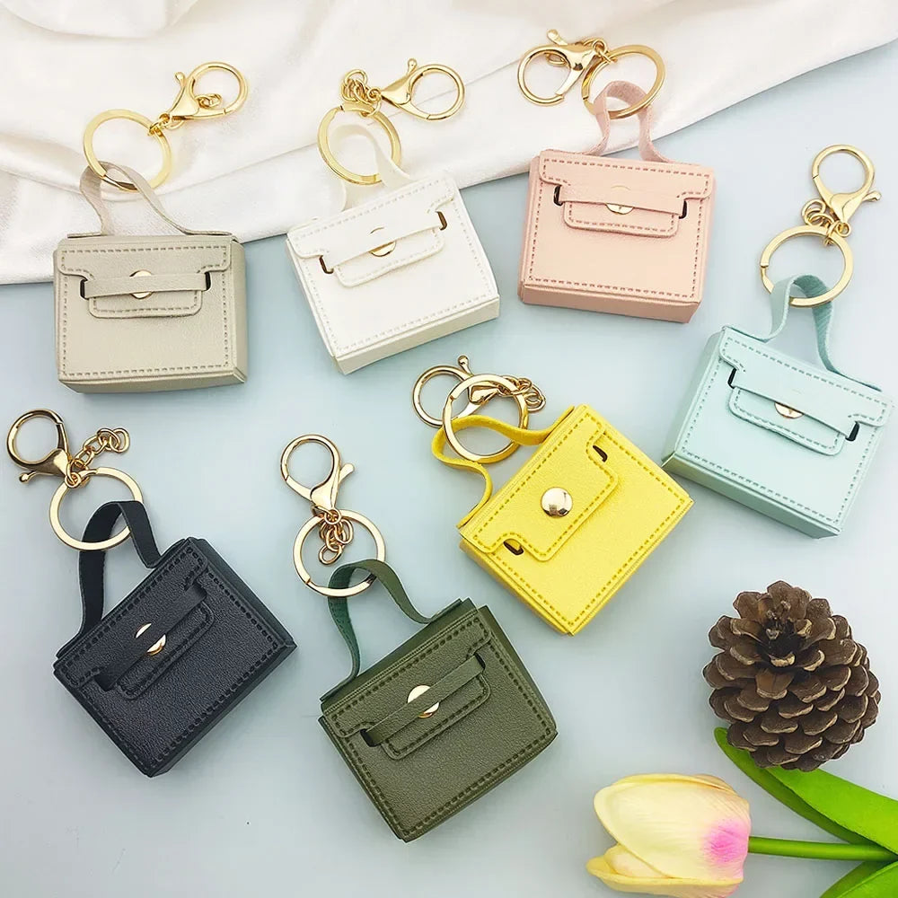 Free 1+1 Birkin Inspired Mini Hand Bag - Solid Color PU Leather Coin Bag Keychain Charm