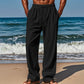 Drawstring Casual Beach Trousers - Loose Cozy Solid Color Pants for Summer