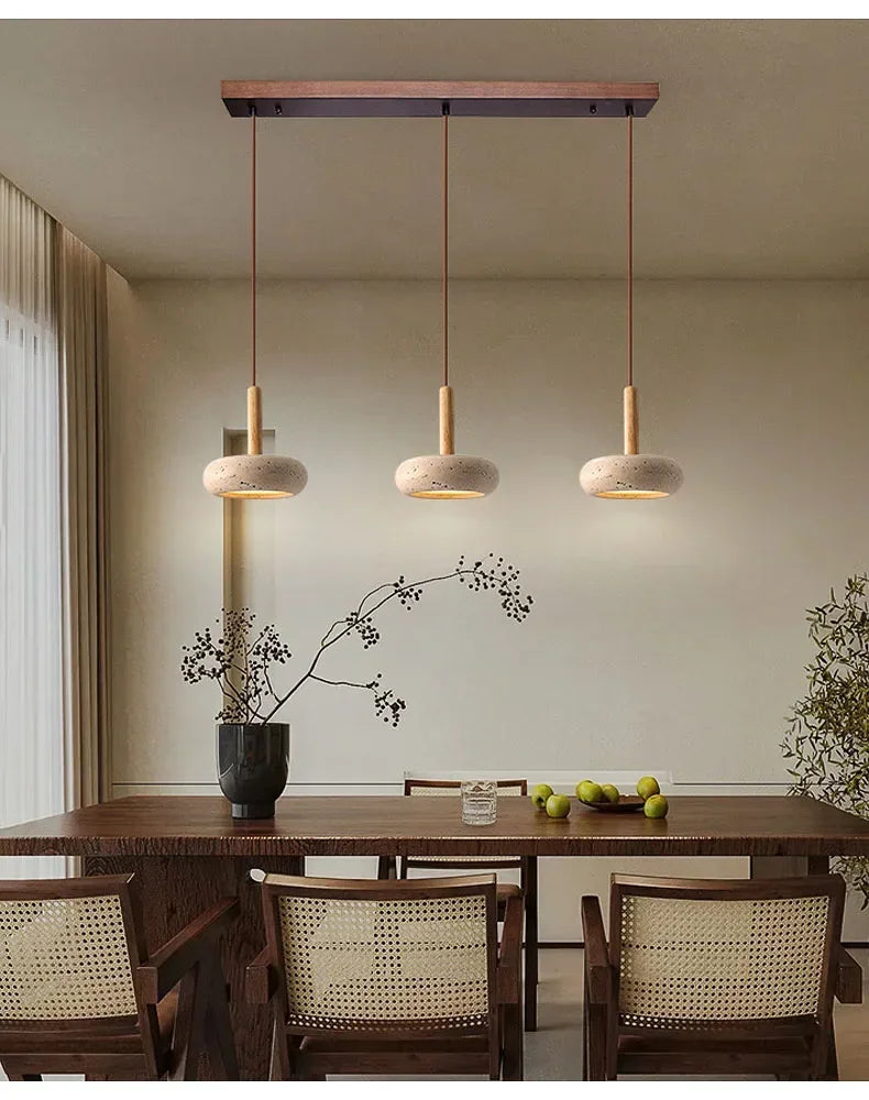 LED Japandi Pendant Lamp Yellow Stone Wabi Sabi Ambient Design