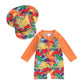 Light Toddler Boys Rash Guard Swimsuit - Long Sleeve, Turtle Print, Polyester, Beachwear